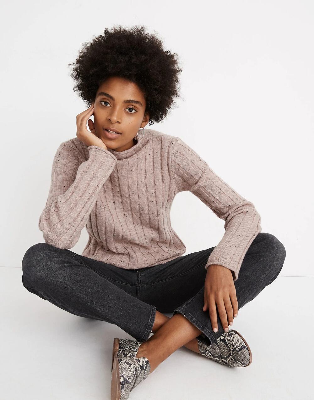Madewell Donegal Evercrest Turtleneck Sweater Cozy Knit Neutral Casual Classic M